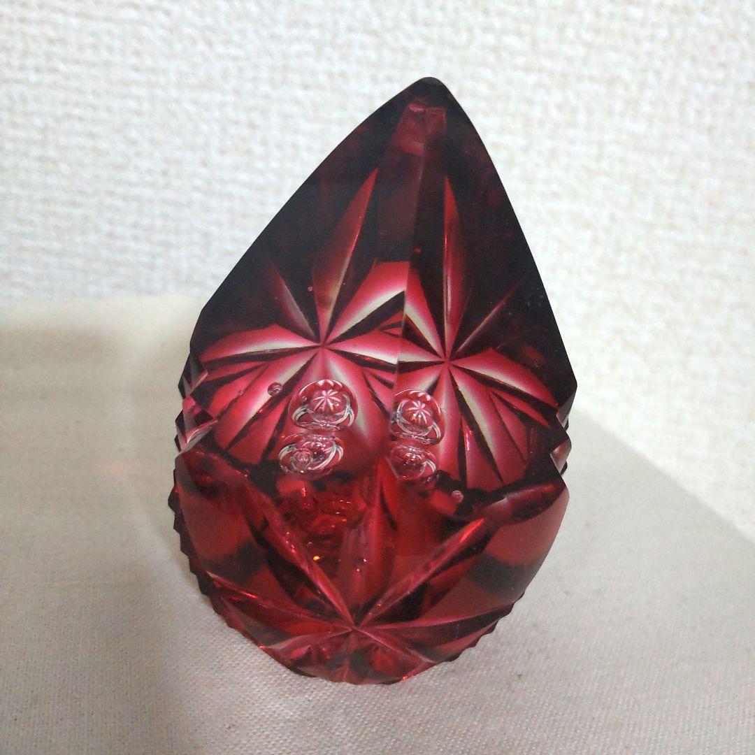 薩摩切子 ペーパーウェイト 薩摩の雫 赤