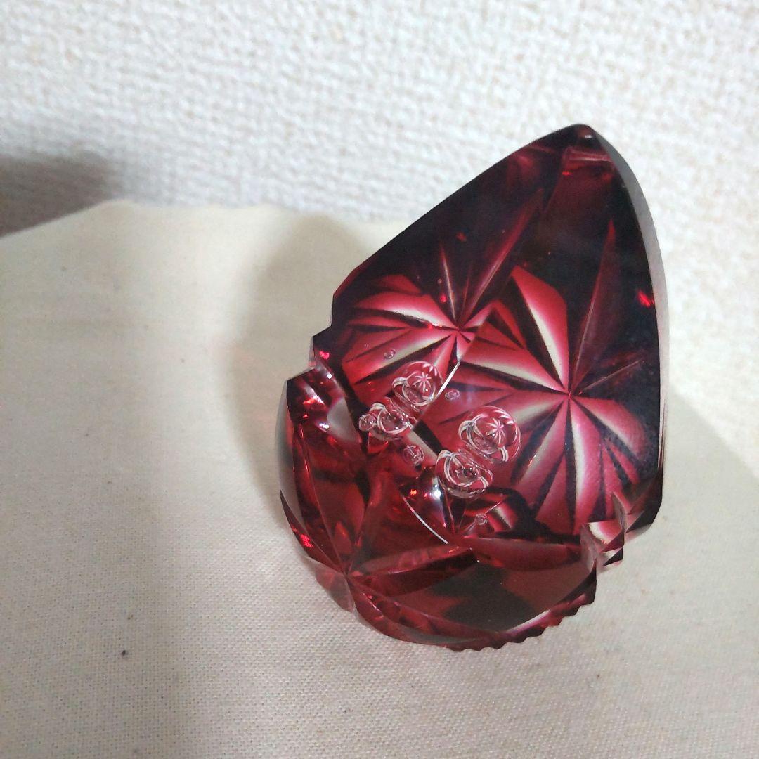 薩摩切子 ペーパーウェイト 薩摩の雫 赤