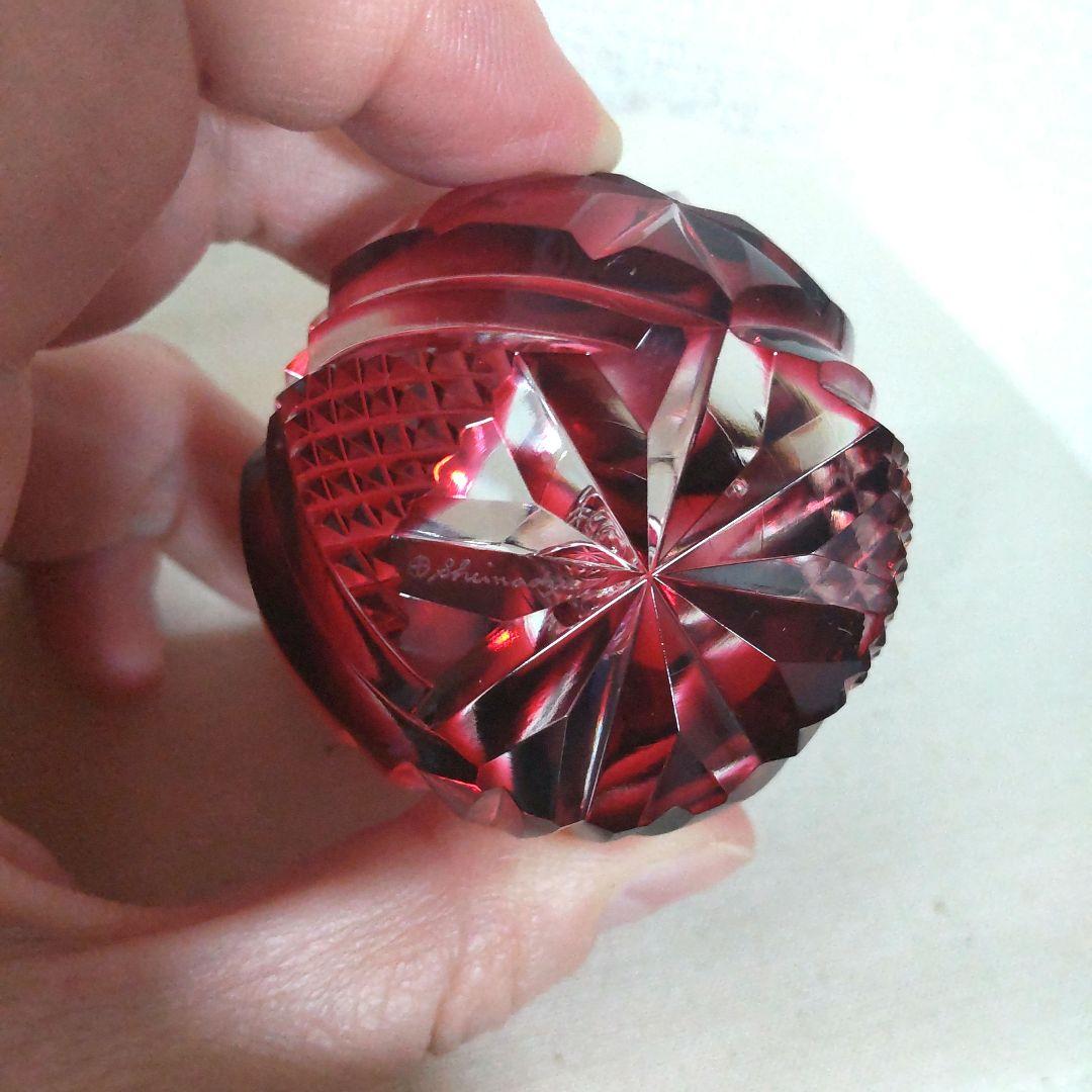 薩摩切子 ペーパーウェイト 薩摩の雫 赤