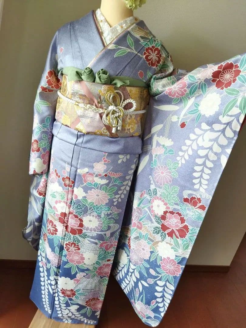 PPP様☆385.琥珀糖みたい　儚可愛い振袖7点セット　正絹　フルセット　成人式