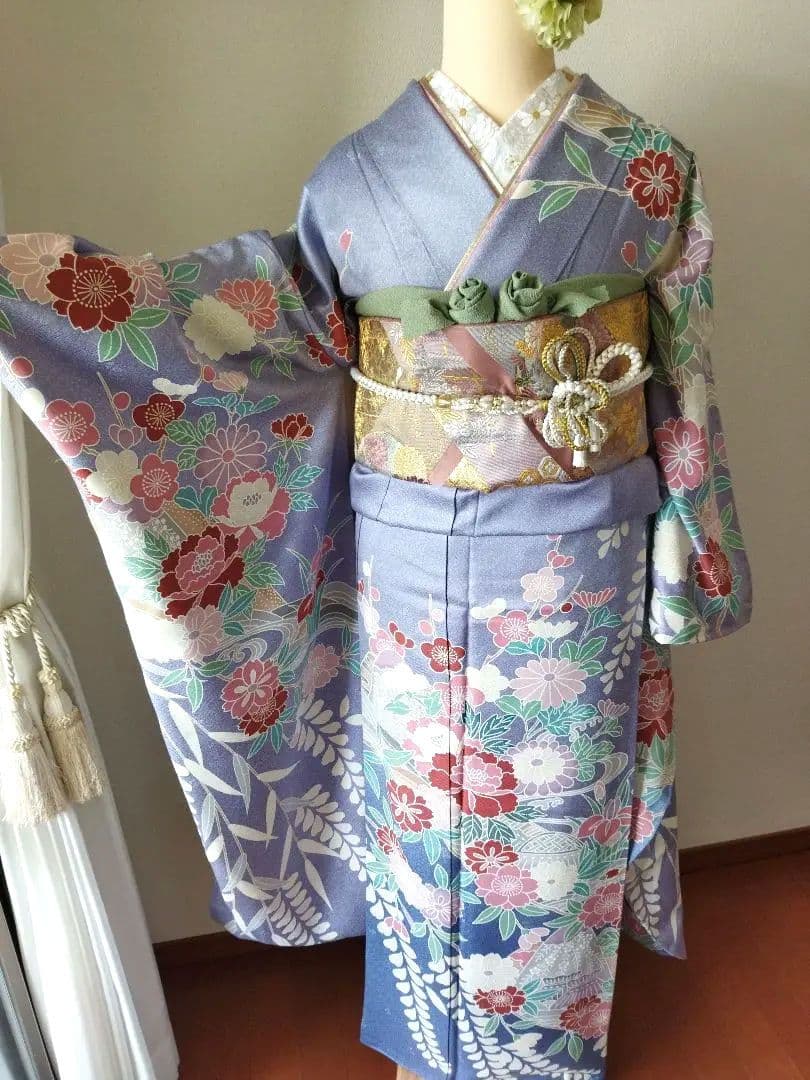 PPP様☆385.琥珀糖みたい　儚可愛い振袖7点セット　正絹　フルセット　成人式