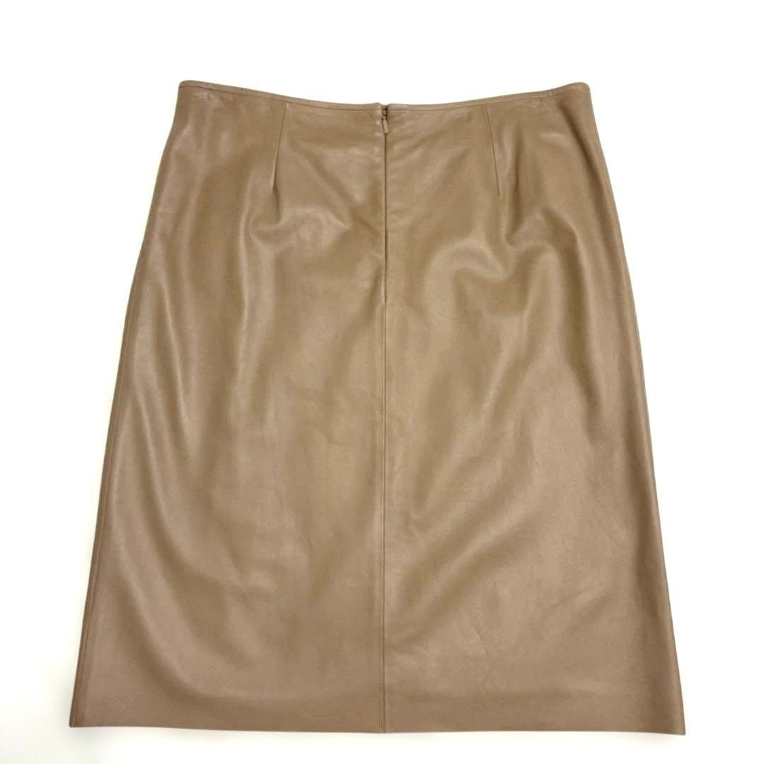 未使用✨LOEWE✨ロエベ ラムレザースカート 羊革 ベージュ　44