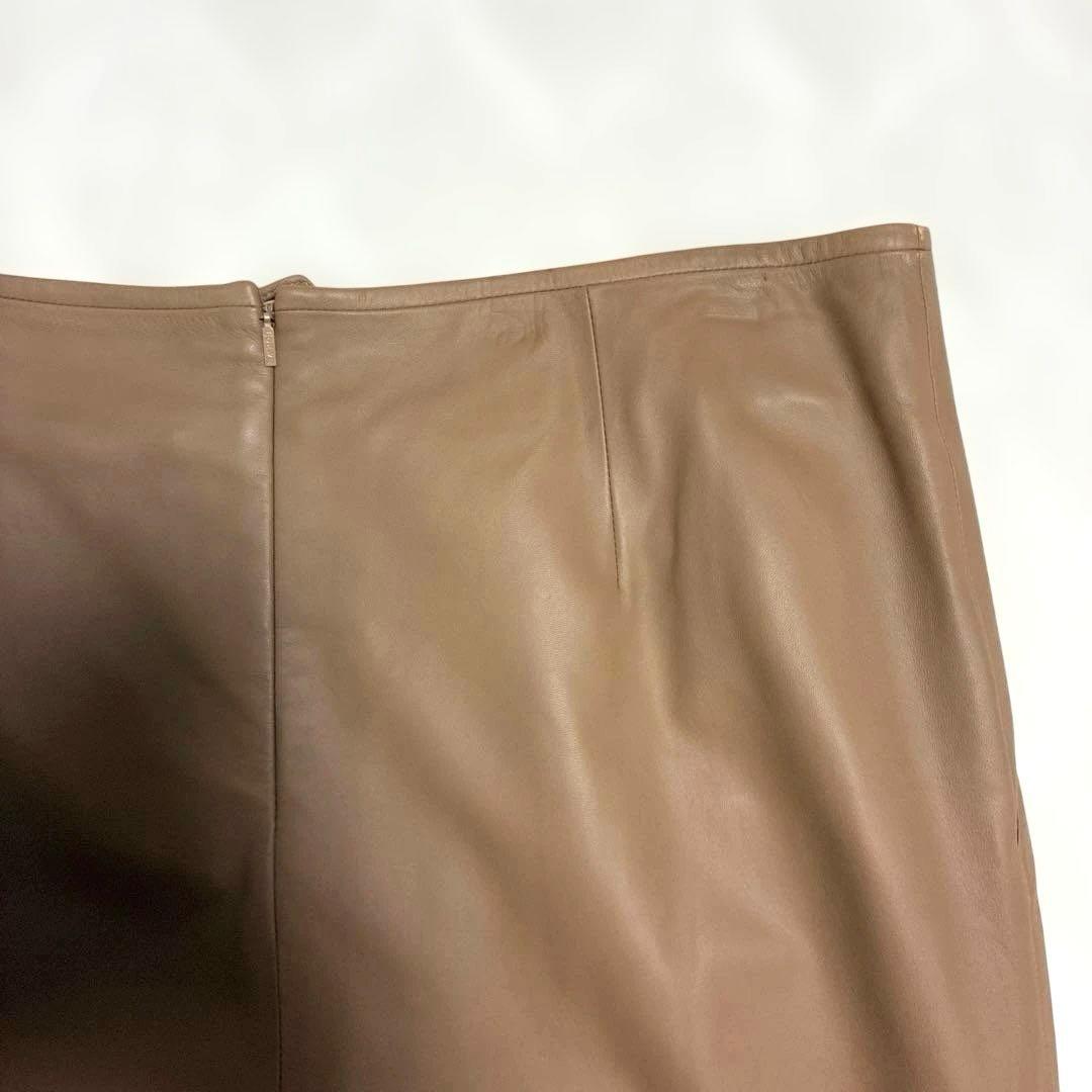 未使用✨LOEWE✨ロエベ ラムレザースカート 羊革 ベージュ　44