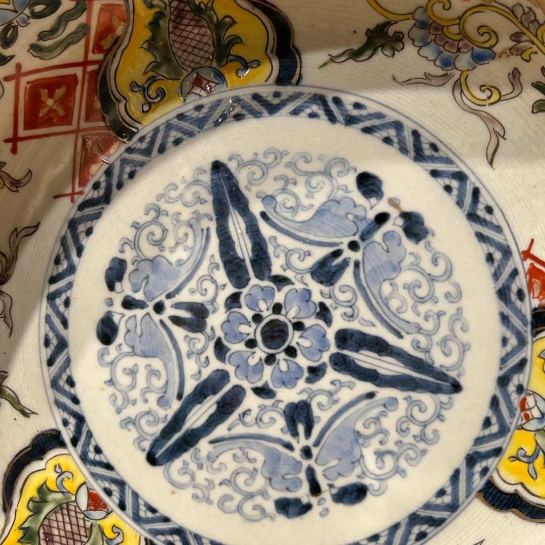 時代物骨董　古伊万里　豪華絢爛染錦金襴手・色絵大鉢　飾り鉢　幕末明治