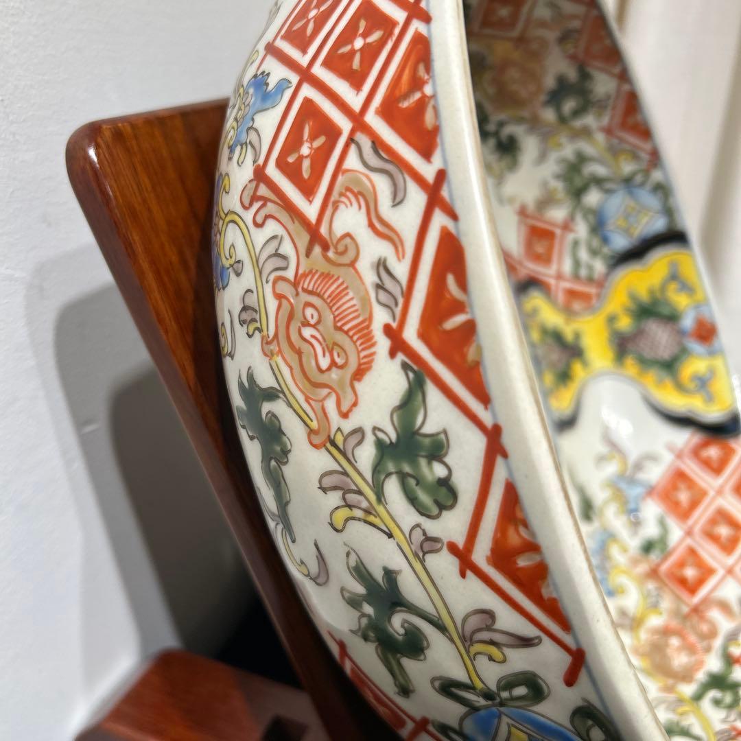 時代物骨董　古伊万里　豪華絢爛染錦金襴手・色絵大鉢　飾り鉢　幕末明治