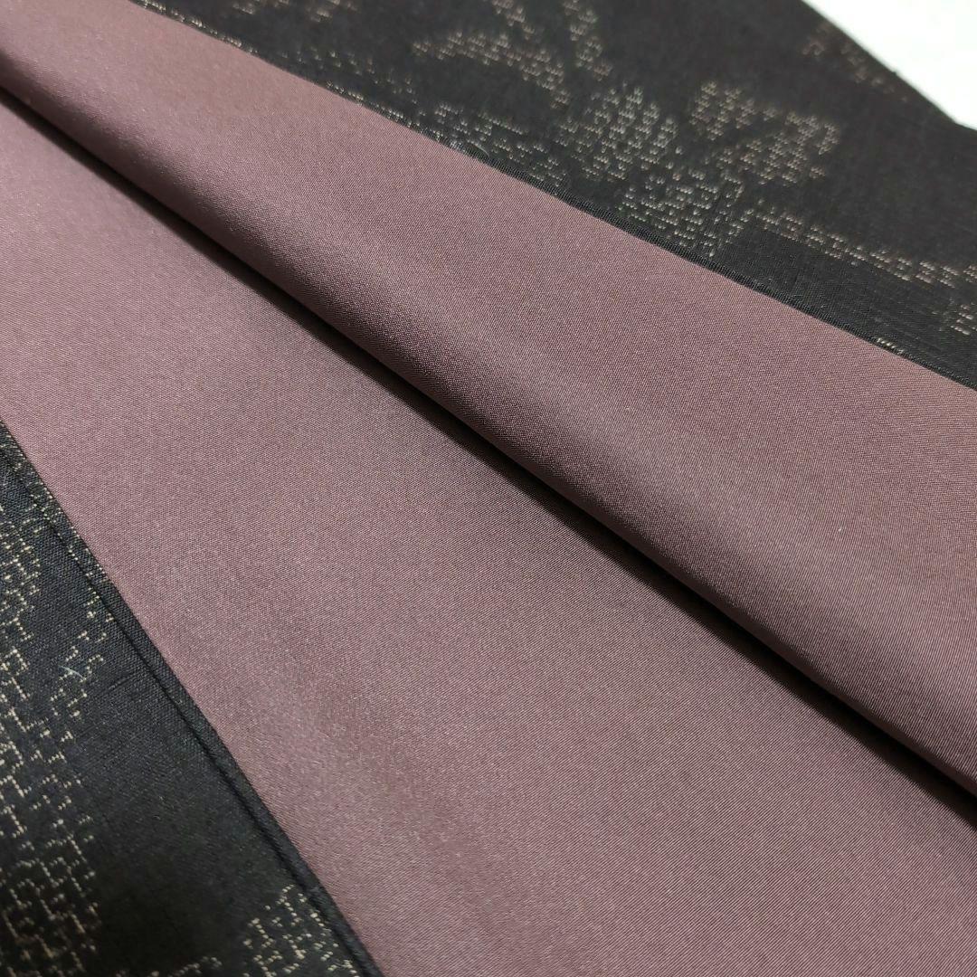 新品 未使用 正絹 袷 本場結城紬 亀甲80 泥染め 大輪花唐草 濃茶系