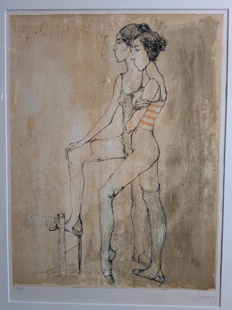 【極希少】ジャン・ジャンセン 「二人の踊り子」リトグラフ　直筆サイン有