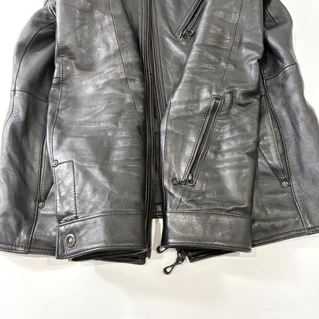 美品 ニコル シングルライダースジャケット ラムレザー ブラック 48 L
