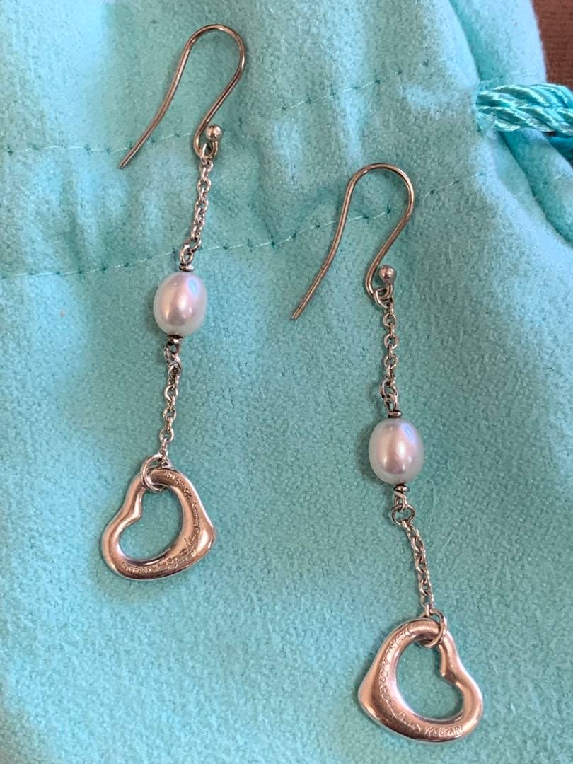 ティファニーオープンハートパールピアスシルバー925 希少デザイン