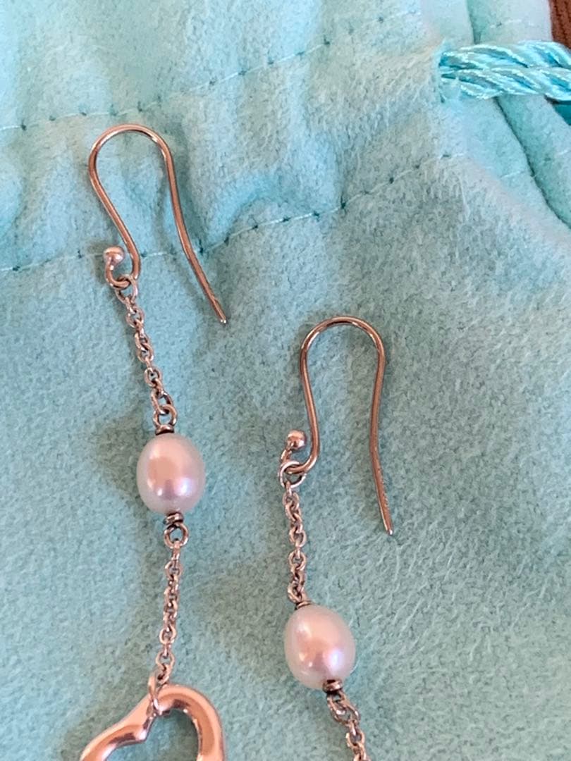 ティファニーオープンハートパールピアスシルバー925 希少デザイン