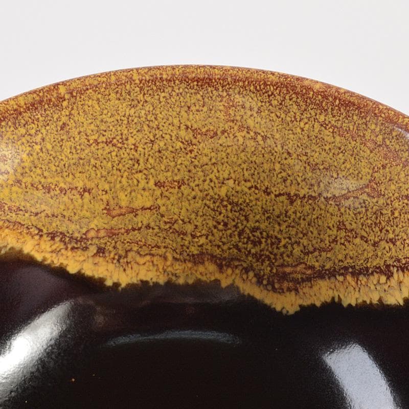 九谷焼　徳田八十吉(正彦)造　黒釉　ぐい呑　酒盃　共箱　V　6589