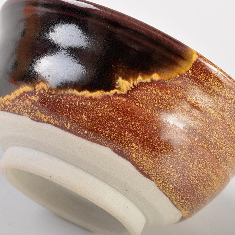 九谷焼　徳田八十吉(正彦)造　黒釉　ぐい呑　酒盃　共箱　V　6589