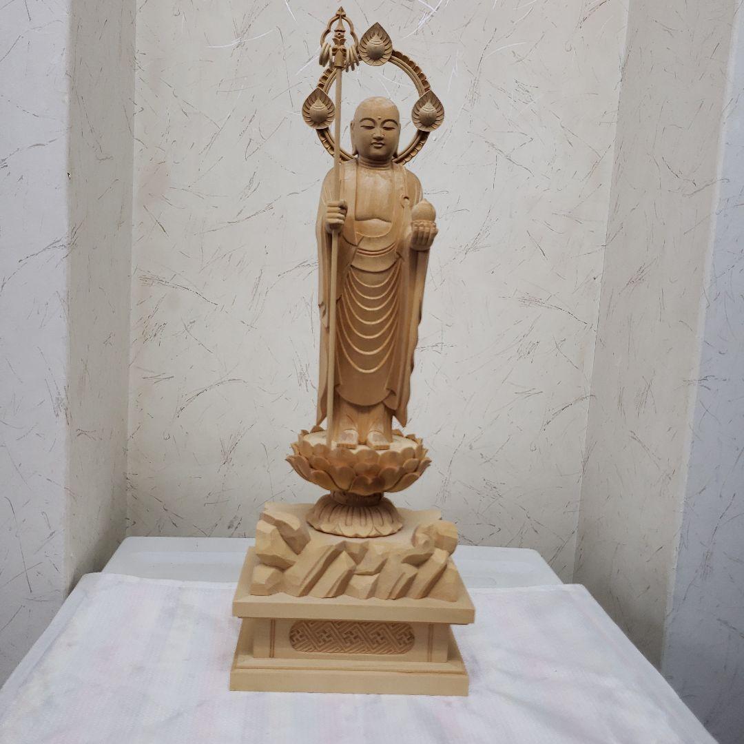 Ｂフライデー蔵出し特価◆ヒバ材 地蔵菩薩立像8寸立◆お地蔵さん 高さ：約50cm