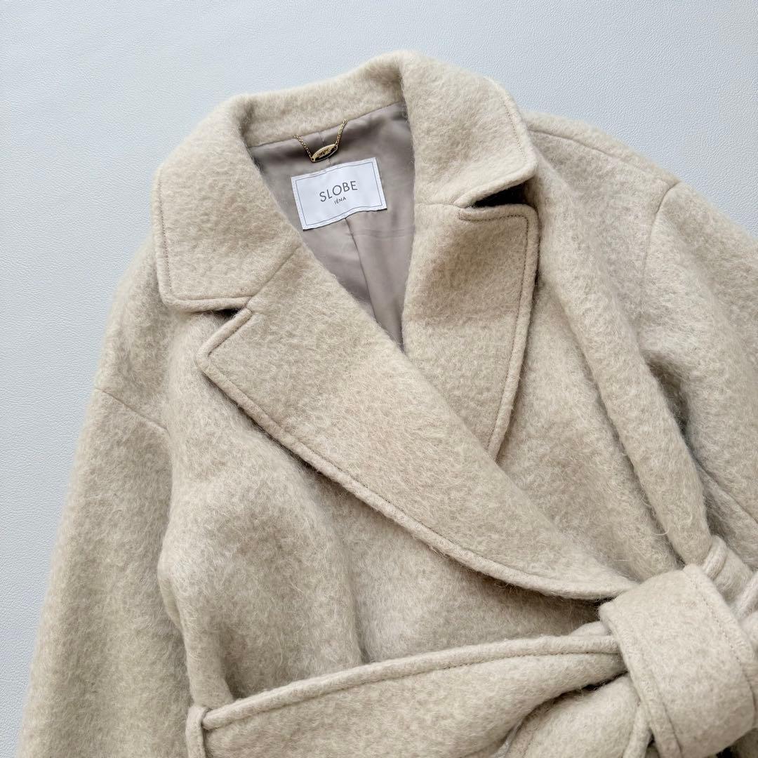 美品　SLOBE IENA スローブイエナ モヘヤシャギーコート　ロング　ベルト
