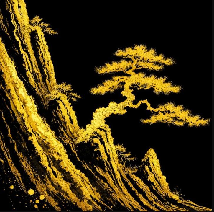 【受注制作】黒漆 × 金箔 水墨アートパネル　和モダン・現代アート