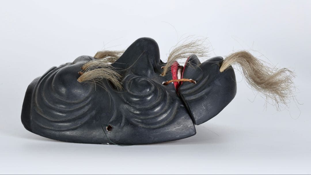 黒式厨 黒翁 能面 木彫 在銘 羽生 狂言 能楽 古美術 骨董品 時代面