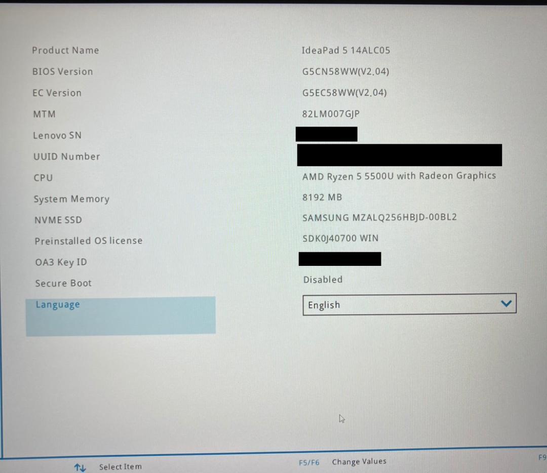 IdeaPad 5 Ryzen5500U 8GB SSD256GB ジャンク