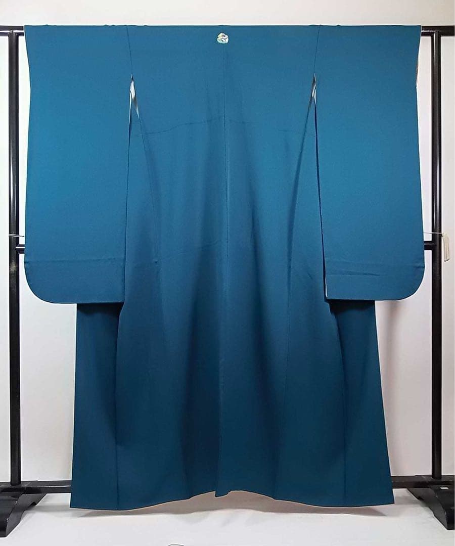 振袖　色無地　(アクアマリン色)と洗える長襦袢の2点セット