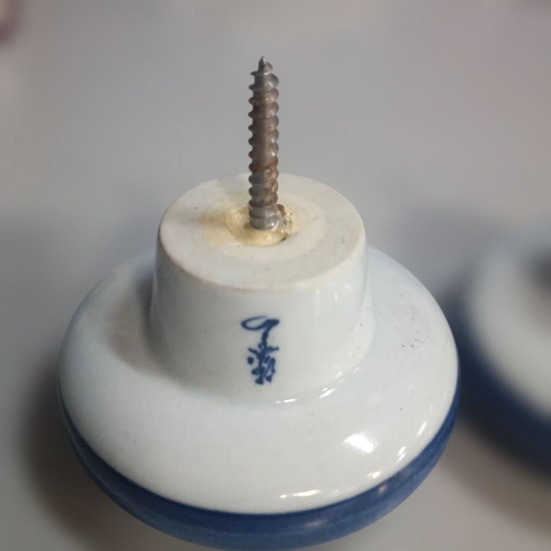 6074）源右衛門　松竹梅　陶器 陶製取手 ドアノブ コート掛け　有田焼 色絵