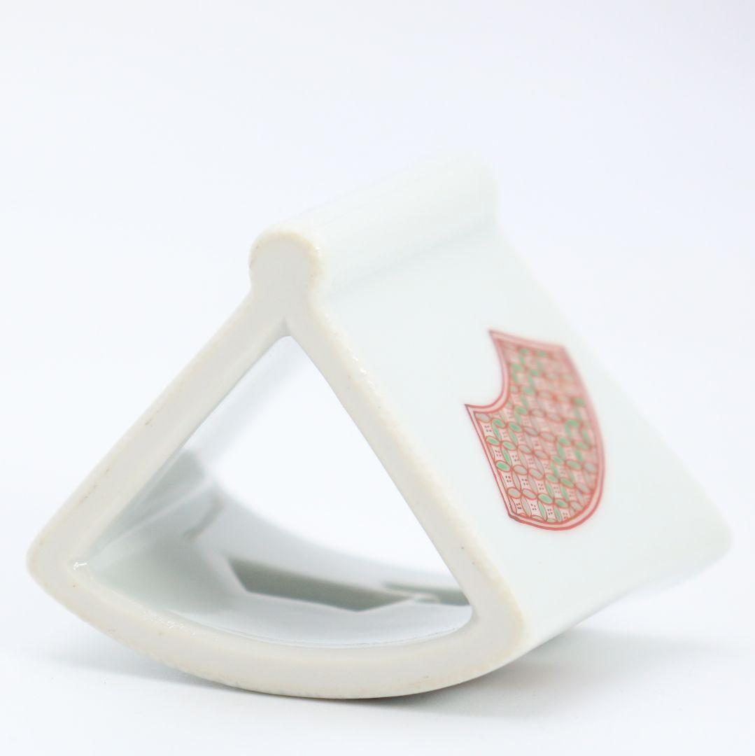 五世 三浦竹泉作 色絵開扇蓋置 共箱 茶道具　V95　1F28