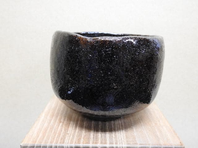 直木友次良　黒楽茶碗　共箱　MA269