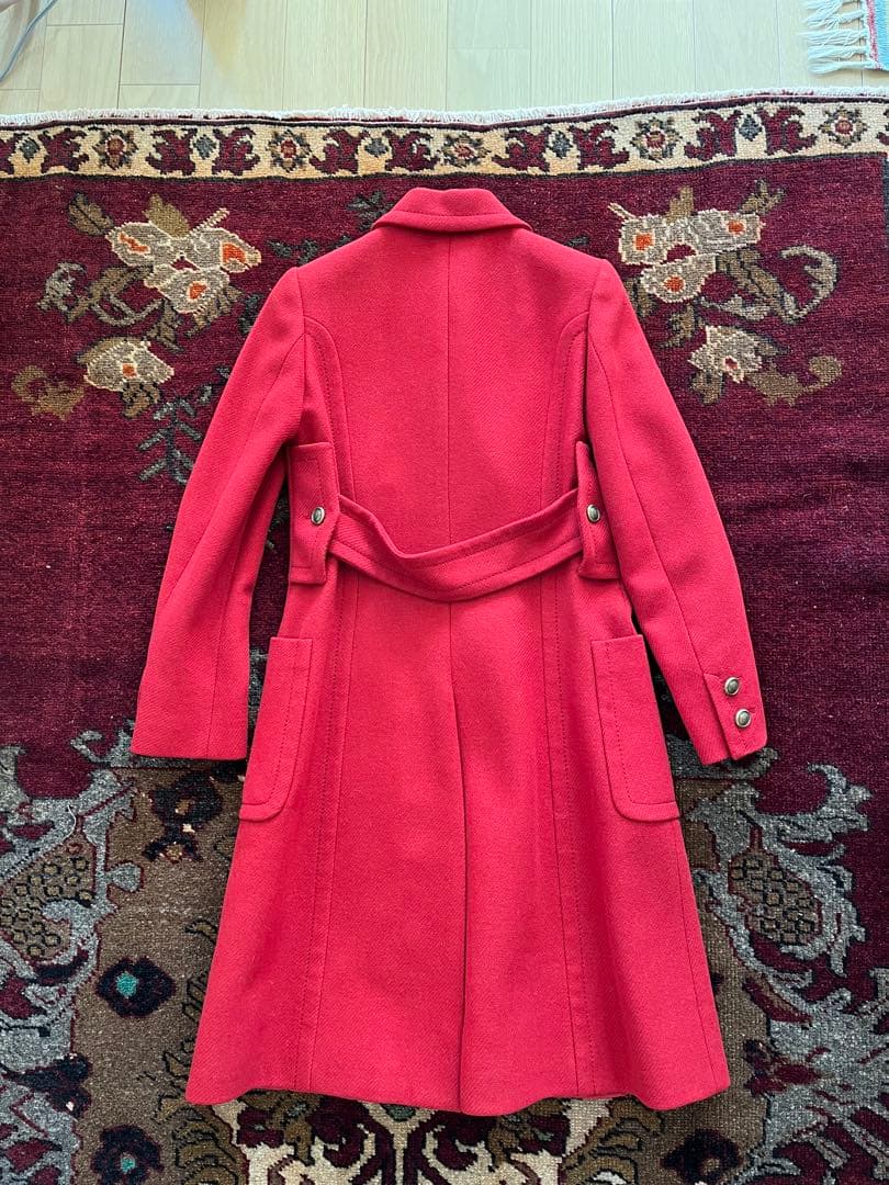 GUCCI 上質ウール　チェスターコート　ピーコート　38 赤　刺繍