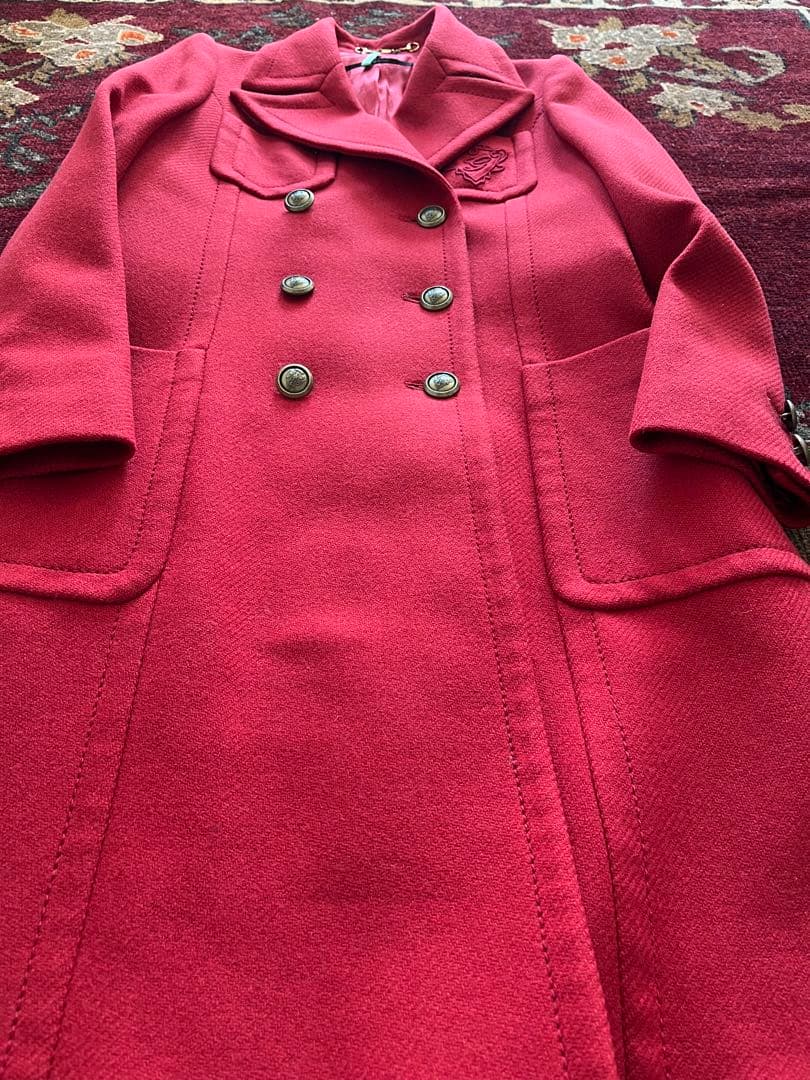 GUCCI 上質ウール　チェスターコート　ピーコート　38 赤　刺繍