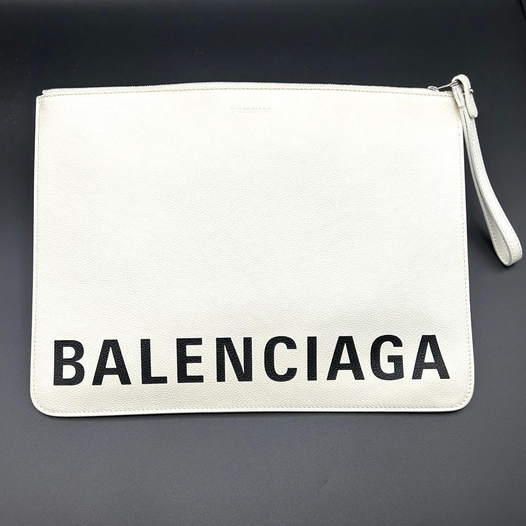 BALENCIAGA レザークラッチバッグ ホワイト