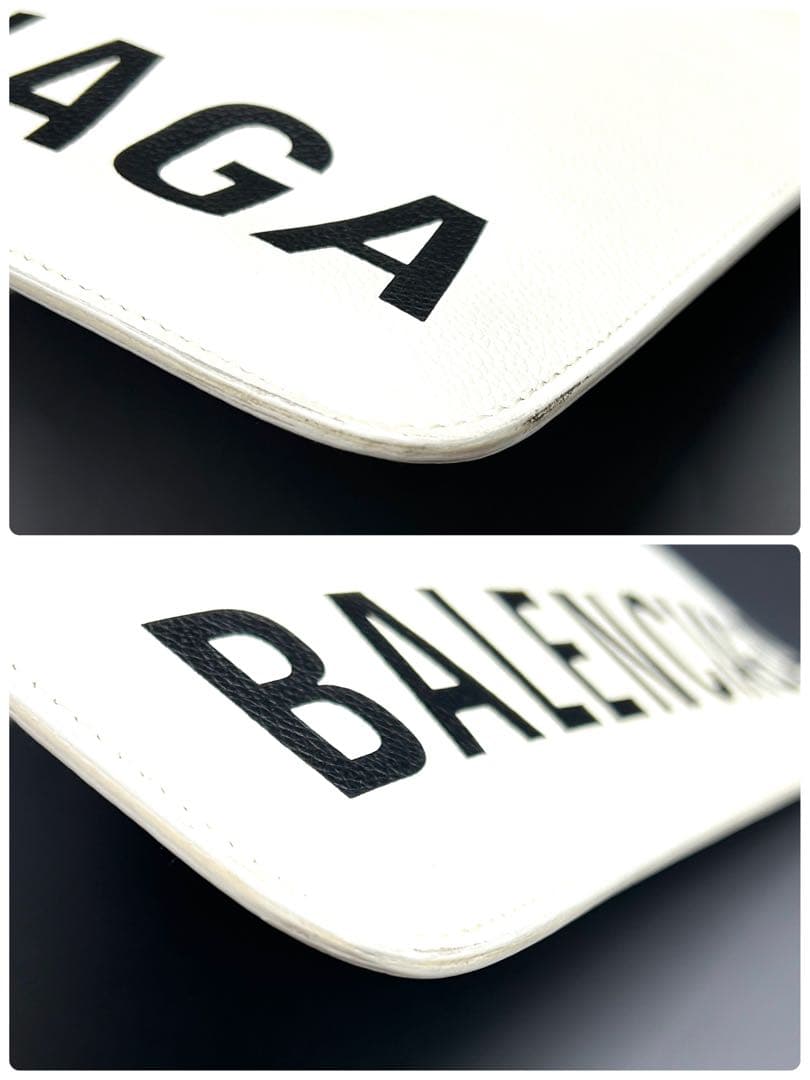BALENCIAGA レザークラッチバッグ ホワイト