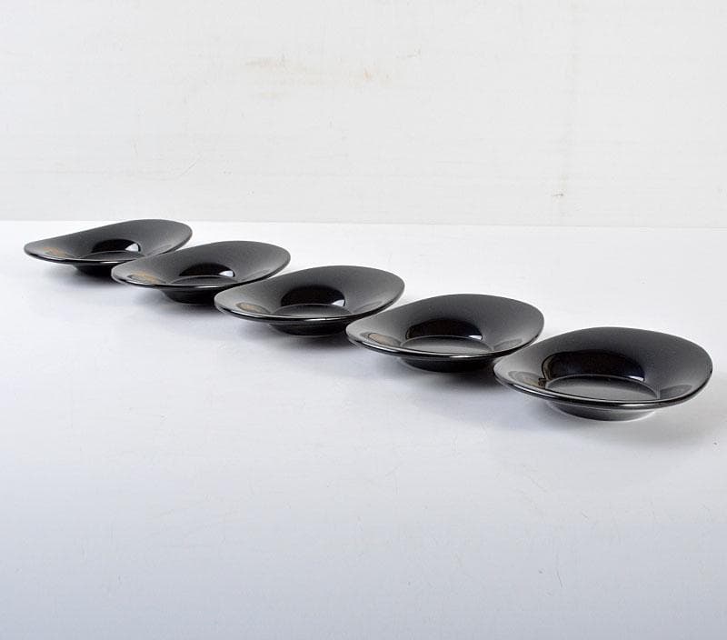 輪島塗　角野岩次　飛花沈金　小判形　茶托　おしぼり置き　2点　D　R4525