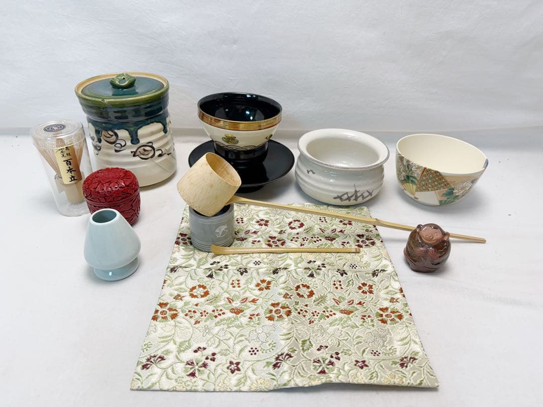 未使用 茶道具 根来塗 茶箱 茶道具一式 十四点セット 茶器入れ 元箱