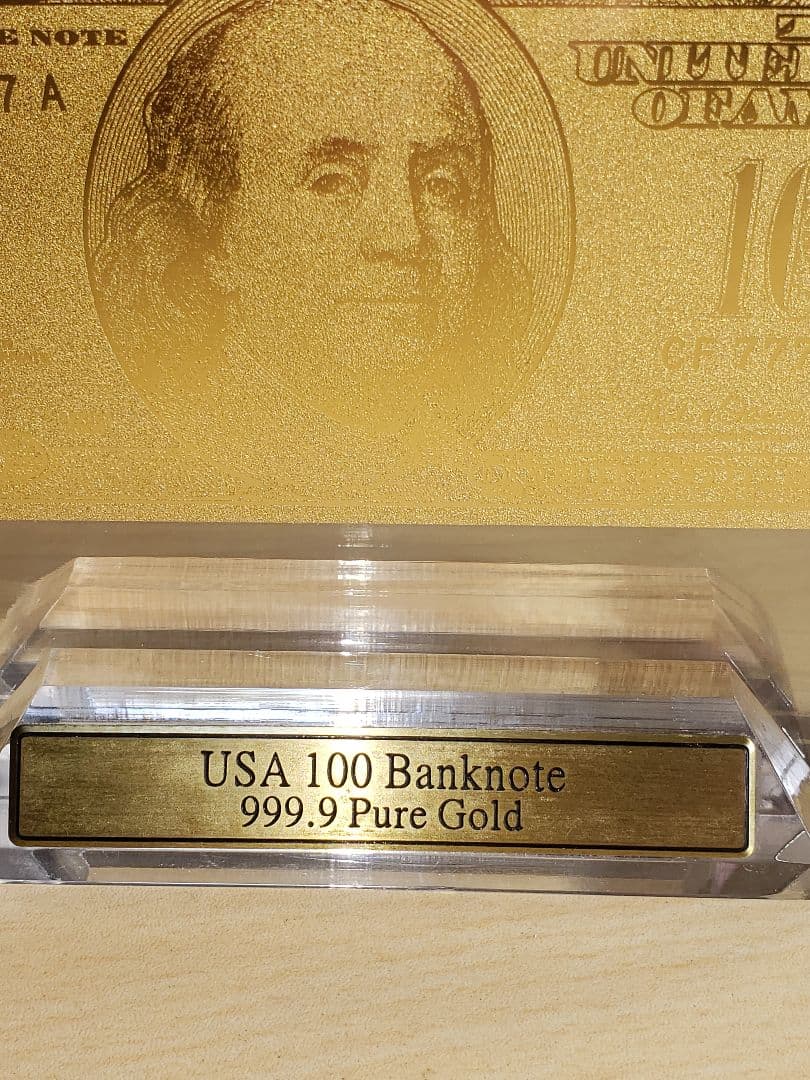 純金100ドル紙幣　縁起物インテリア