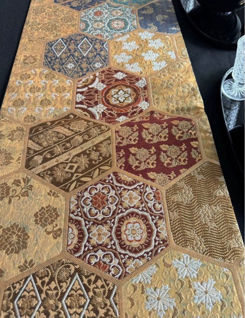 ◼︎C1078◼︎オーダー品 高級袋帯 正絹 亀甲 華文 (〜約270cm)