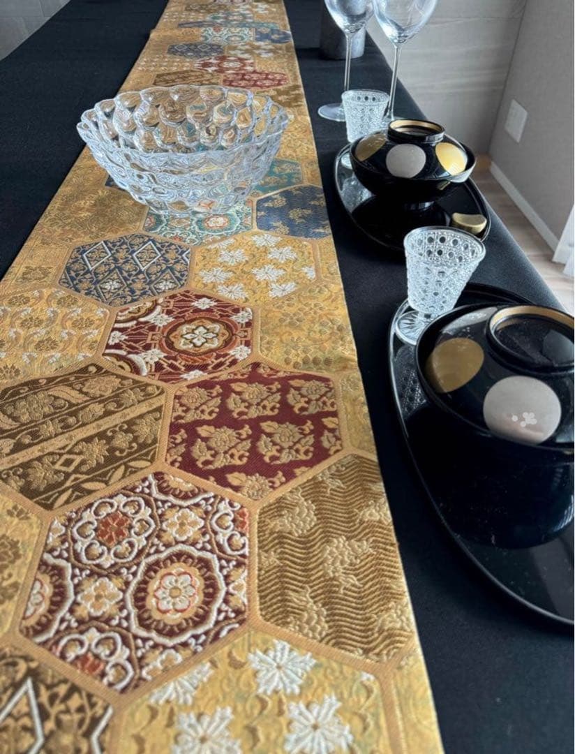 ◼︎C1078◼︎オーダー品 高級袋帯 正絹 亀甲 華文 (〜約270cm)