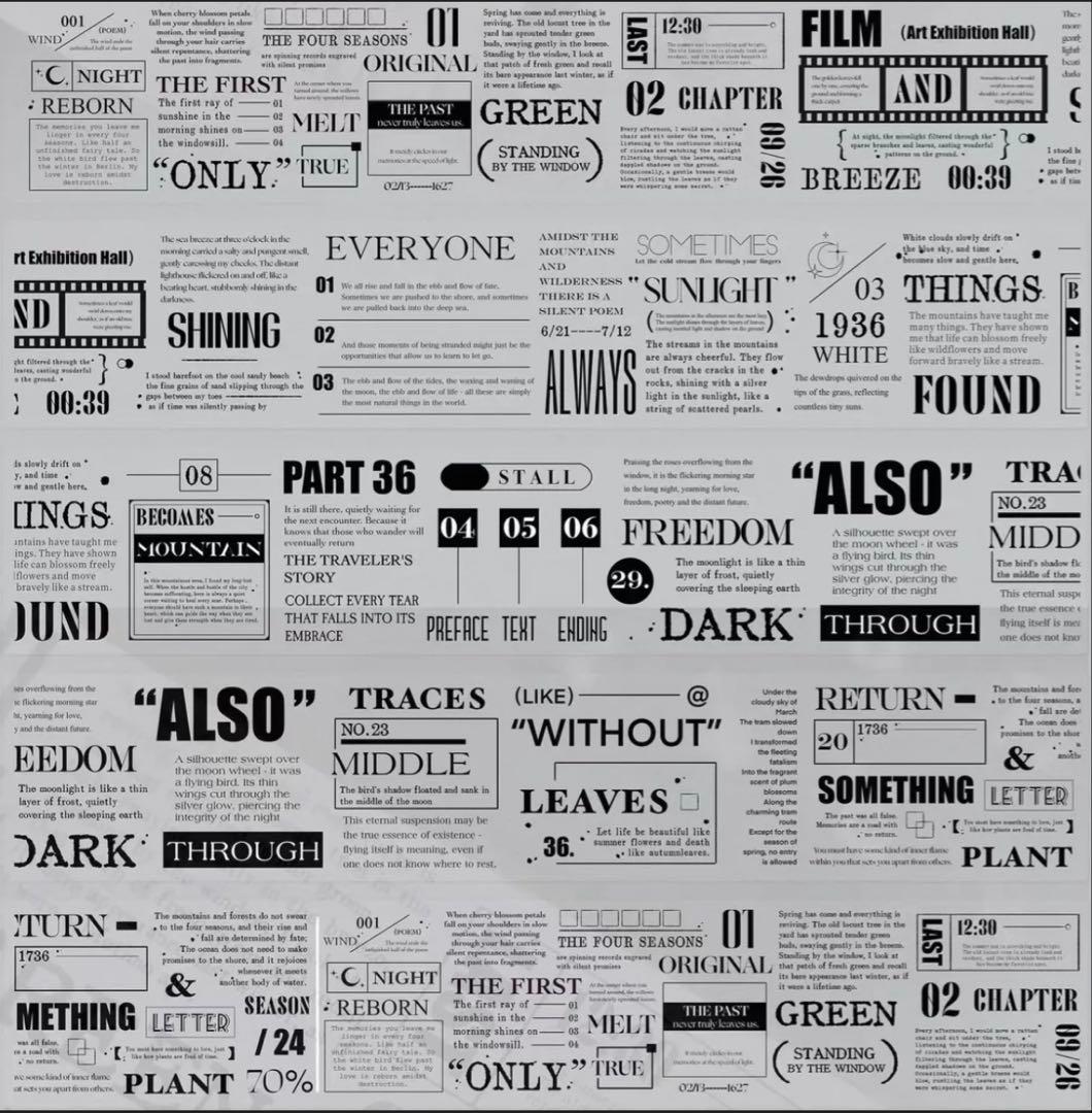 PET 段落 ダイカット加工 6.5cm×6m 海外マスキングテープ 英字