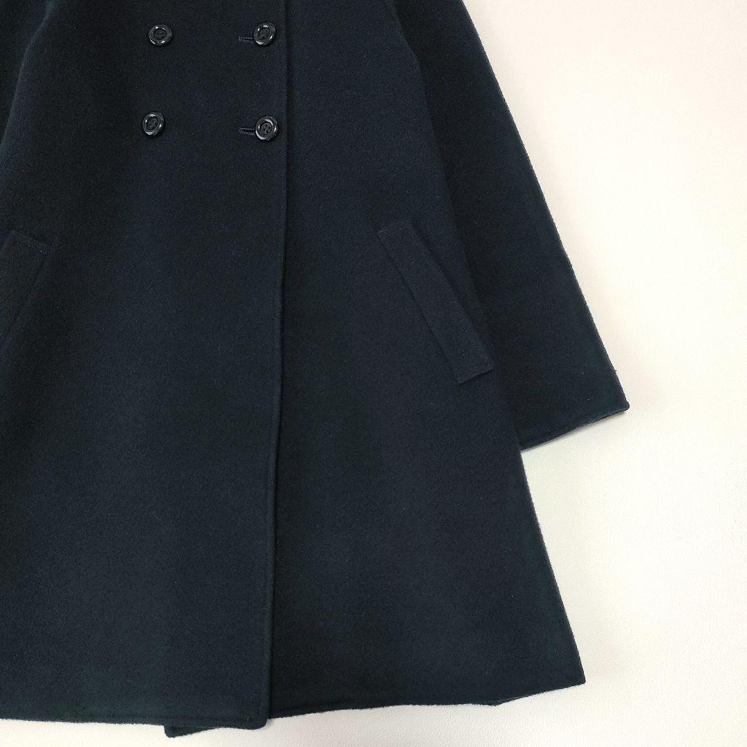 【美品】クミキョク　ロングウールコート　丸襟　女の子　お受験　通学　紺　140