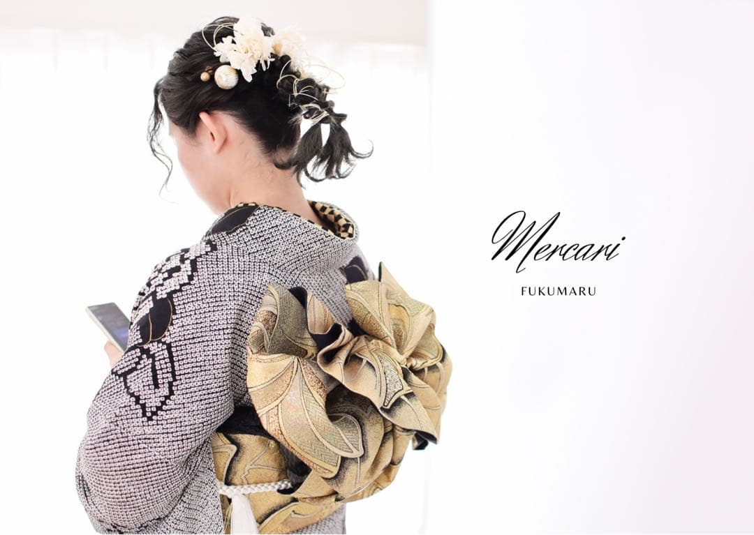 阪急百貨店　振袖　総絞り　薔薇　黒　フルセット　正絹