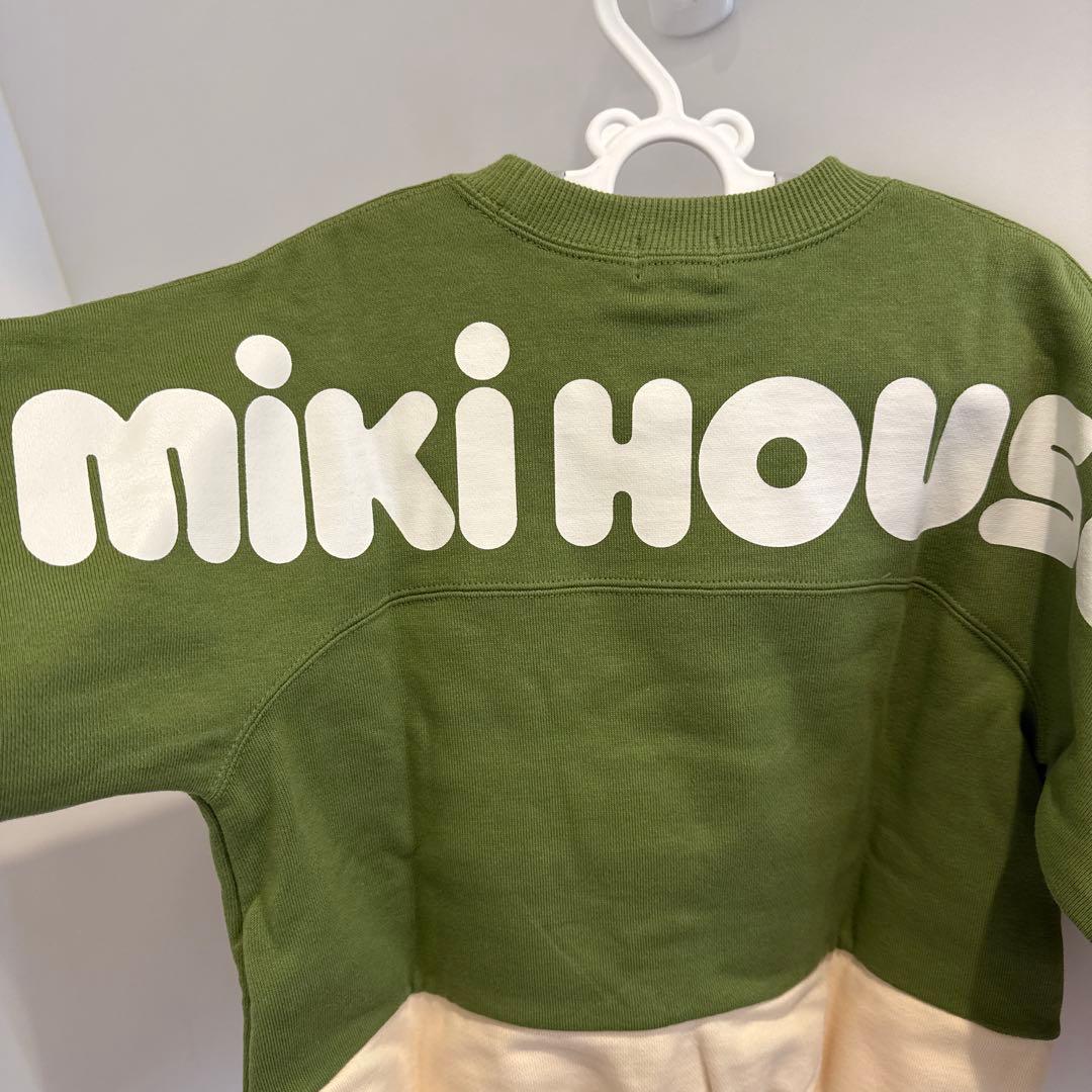 【美品】ミキハウス　スウェットロゴトレーナー　100 子供服　カーキ