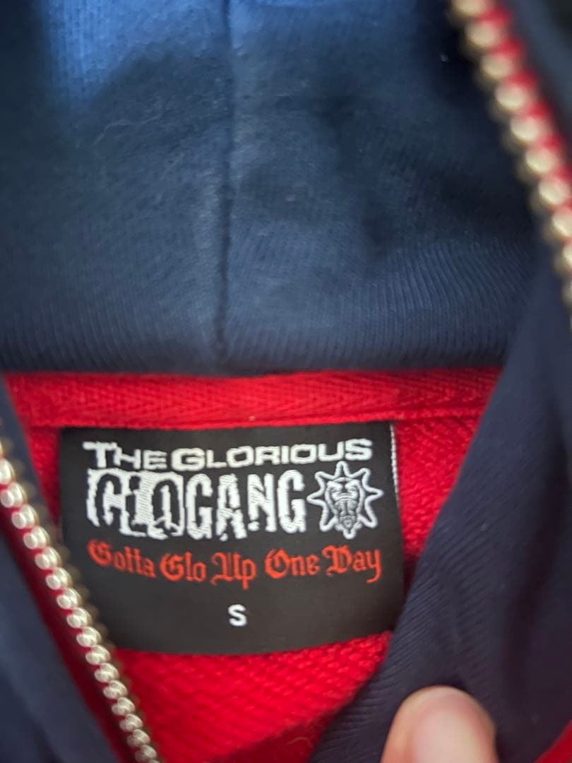 glo gangフード付きパーカー 赤黒