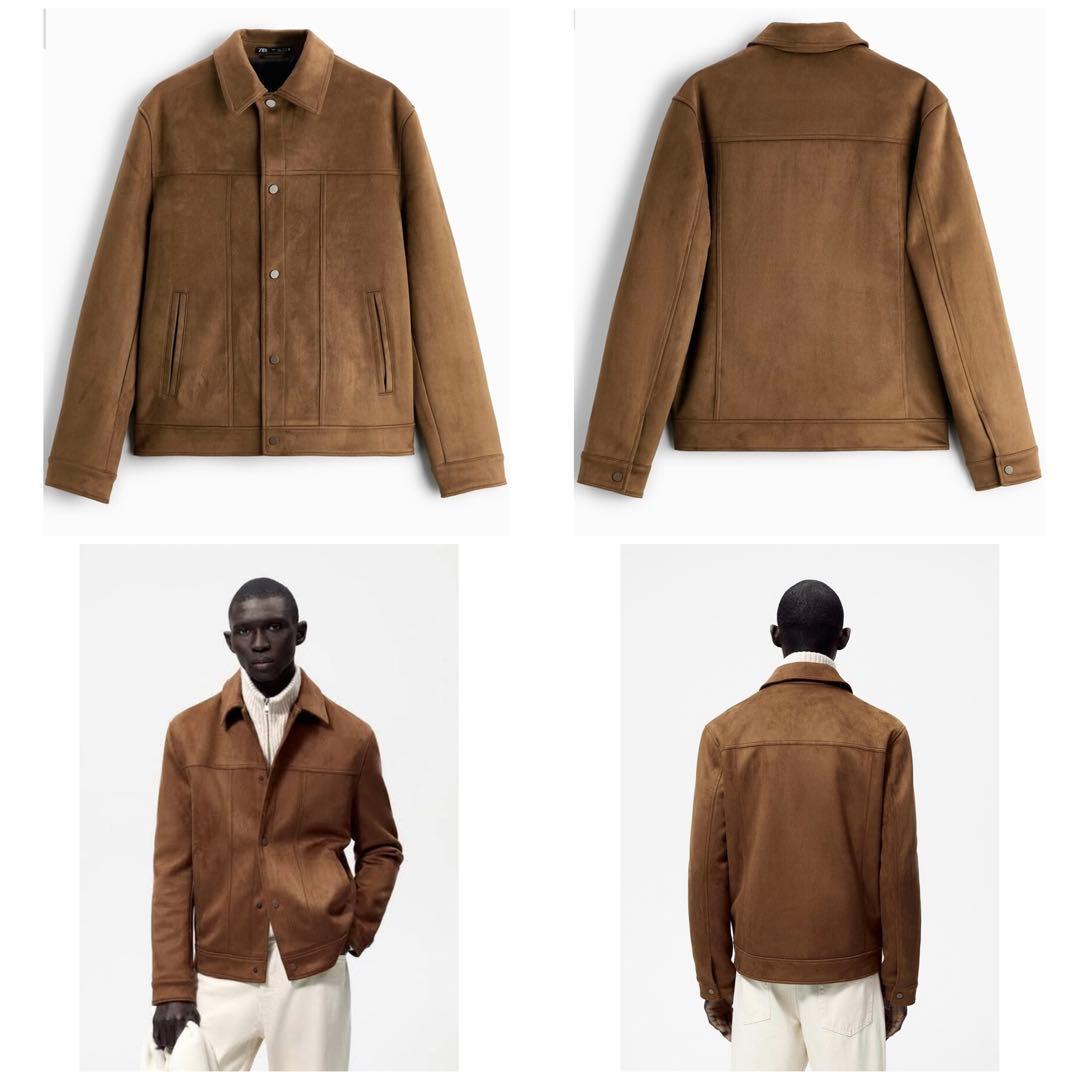 ZARA ザラ フェイクスエード トラッカージャケット ブラウン Lサイズ