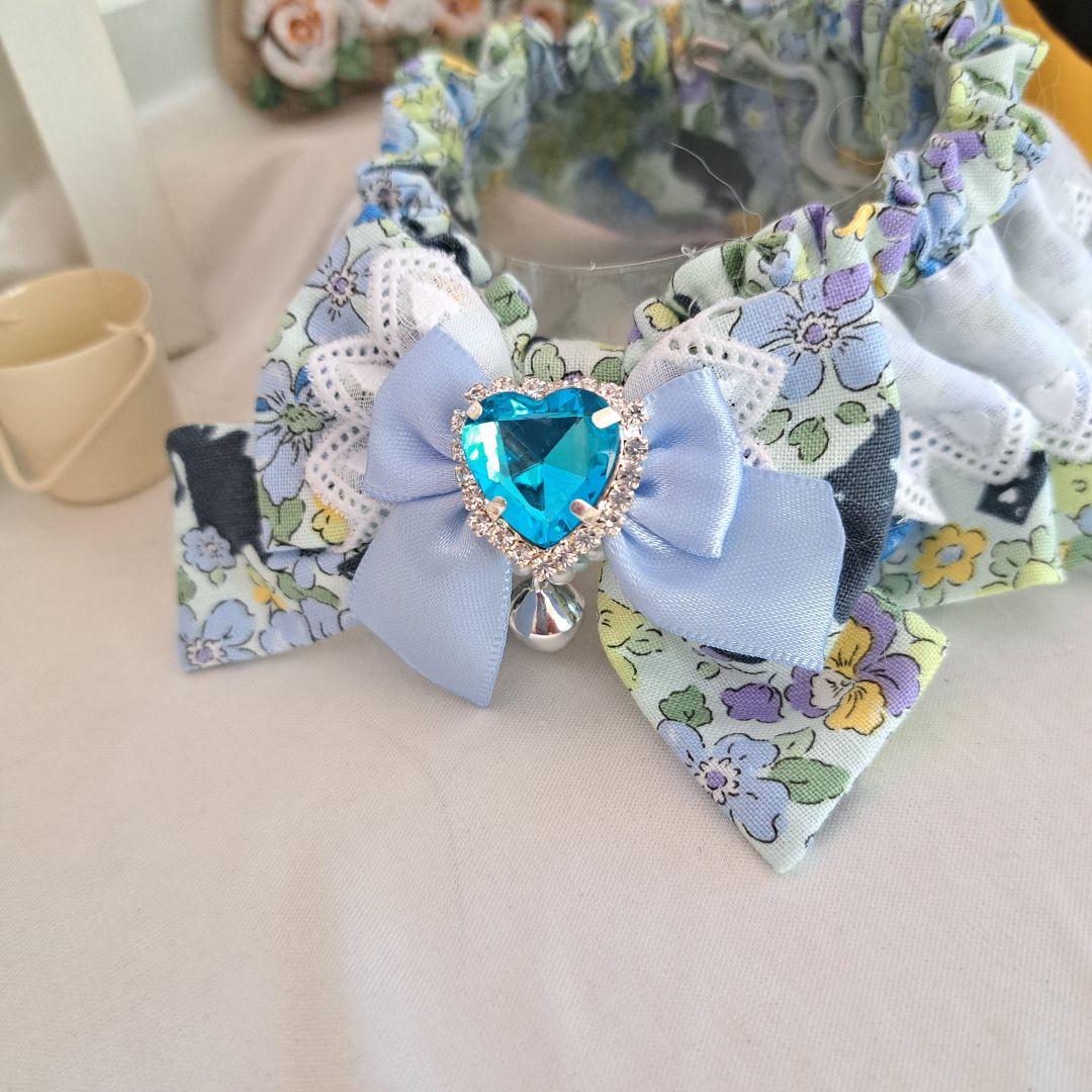 幅広シュシュ、ハロウィン限定、スイートロリータ(ブルー)わんちゃん猫ちゃん用