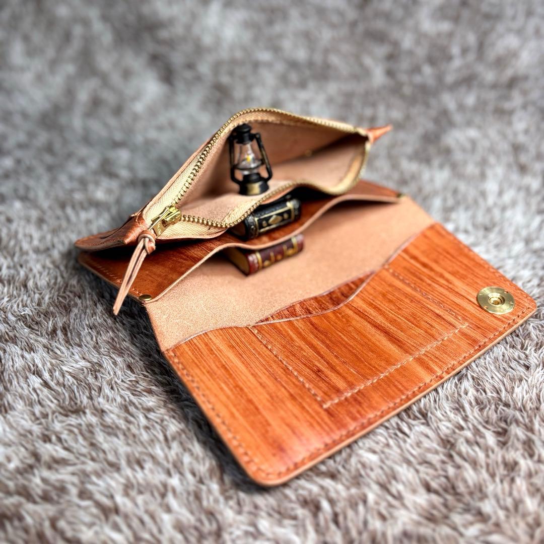 ◎個性重視.スナップロック.柿渋トラッカーウォレット.ロング2層◎