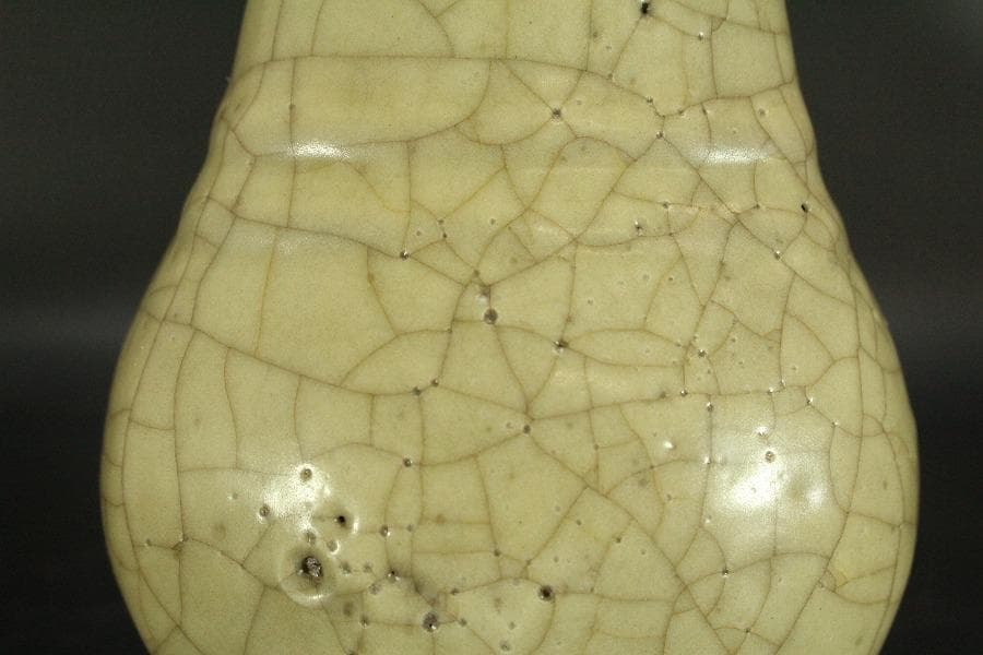 中国美術 哥釉 管耳 瓶 高23.5cm(HA393)