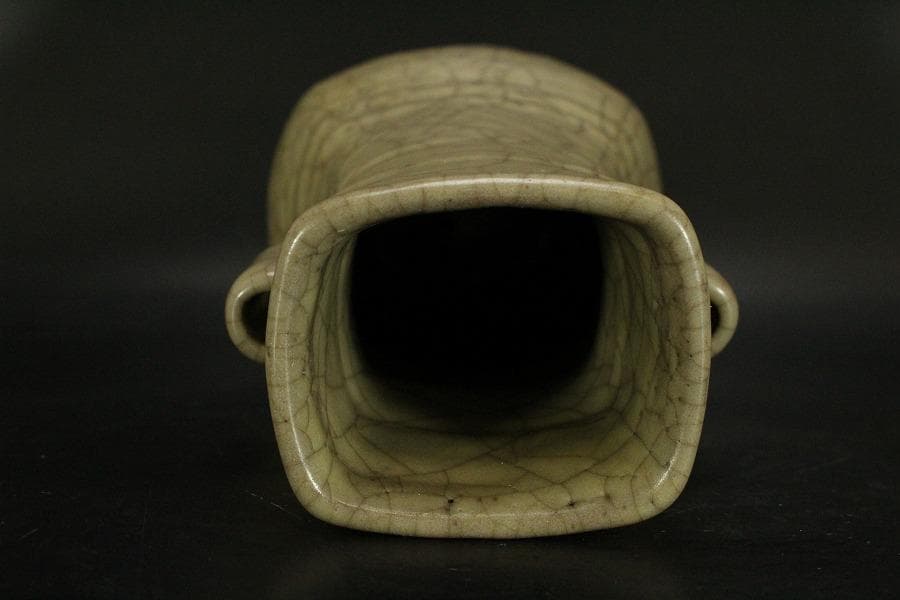 中国美術 哥釉 管耳 瓶 高23.5cm(HA393)