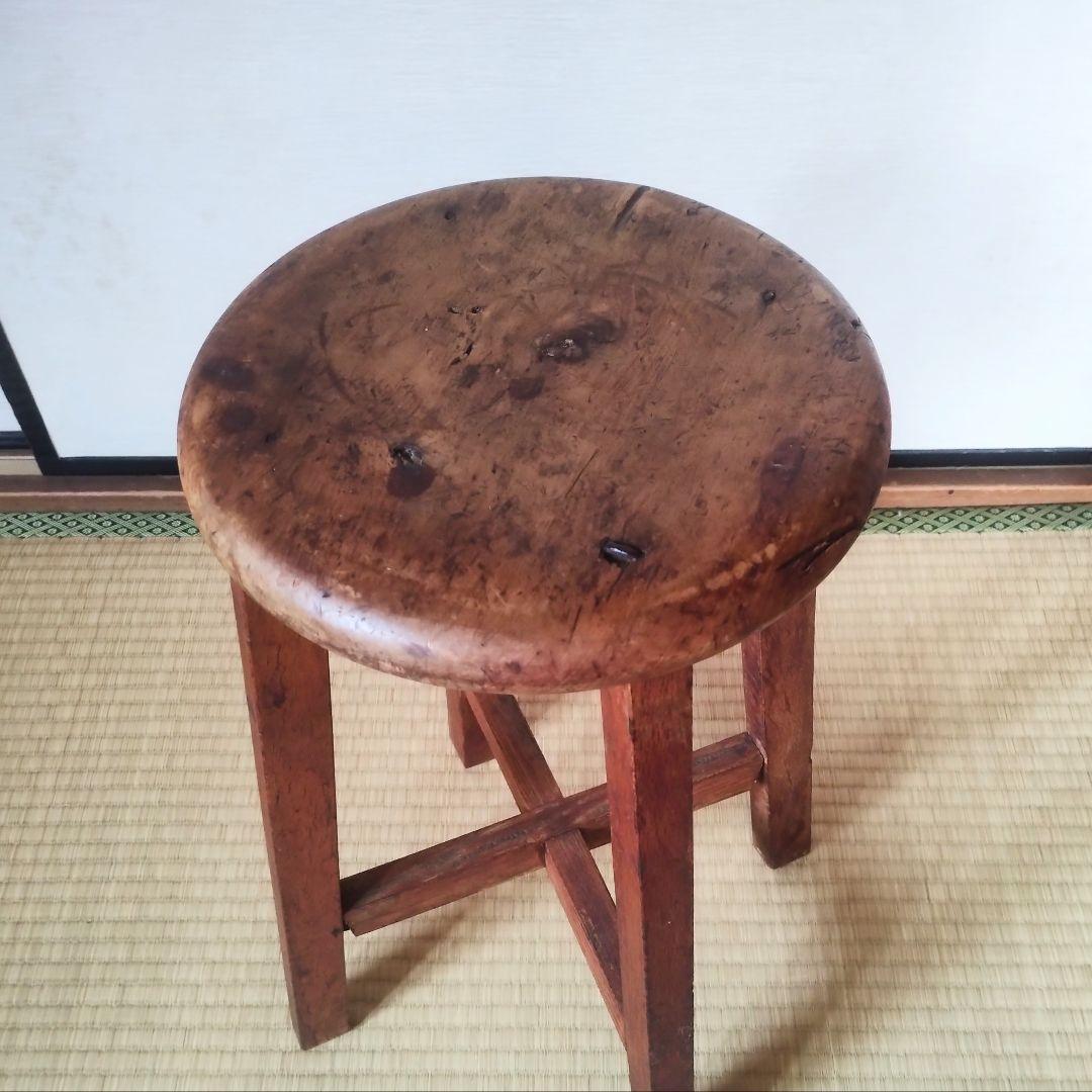 レトロ家具　丸椅子　木製スツール　古道具　古家具　昭和レトロ