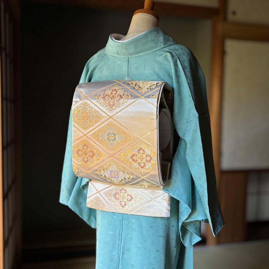 正絹汕頭刺繍訪問着4点フルセット◎全品未使用！コーディネート品格シリーズa15