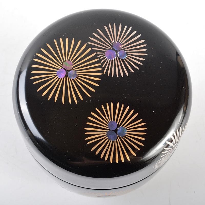 茶道具　越前蒔絵師　宮田宗景作　唐松蒔絵　中棗　共箱　V　R5280