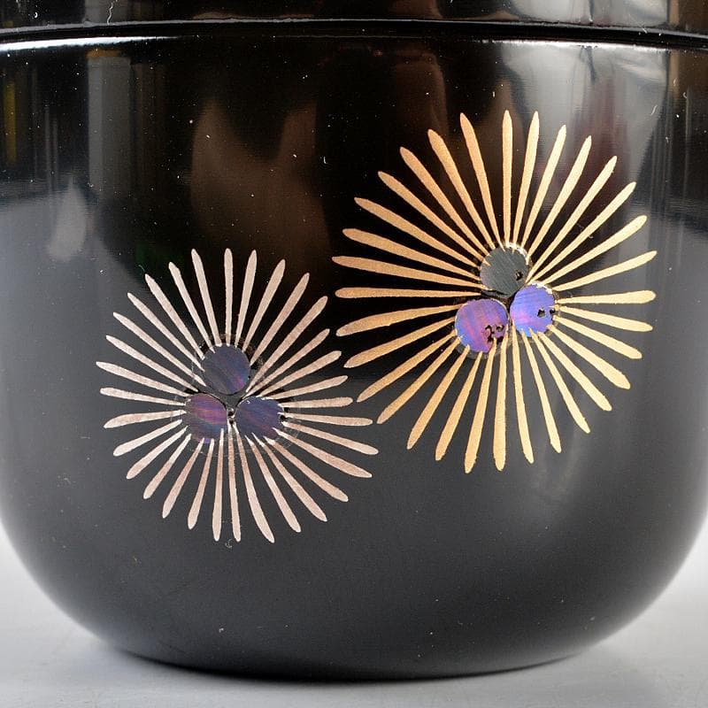 茶道具　越前蒔絵師　宮田宗景作　唐松蒔絵　中棗　共箱　V　R5280