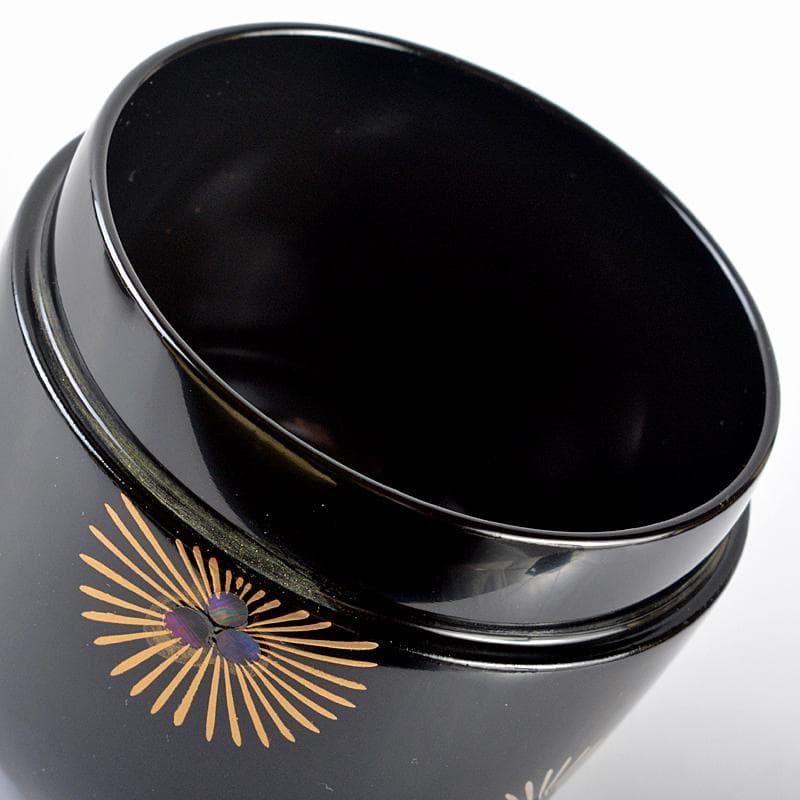 茶道具　越前蒔絵師　宮田宗景作　唐松蒔絵　中棗　共箱　V　R5280