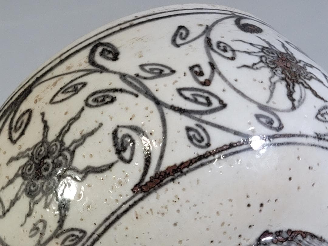 茶道具 元賓焼 纏枝蓮花紋 茶碗 古美術 DT416